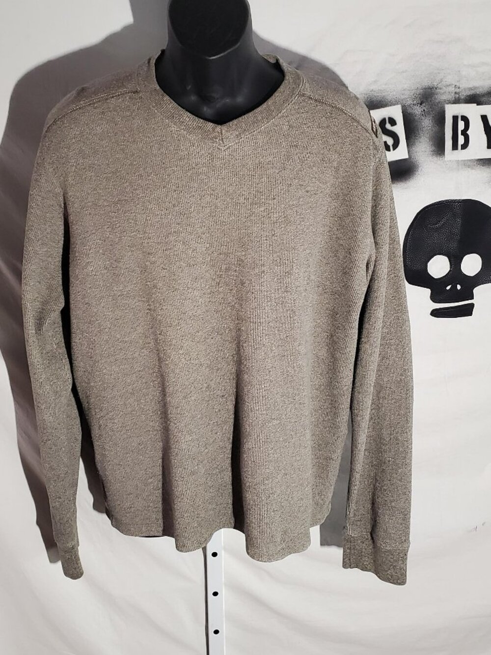 Abercrombie & Fitch Tan Heathered V Neck Pullover Y2K sz L